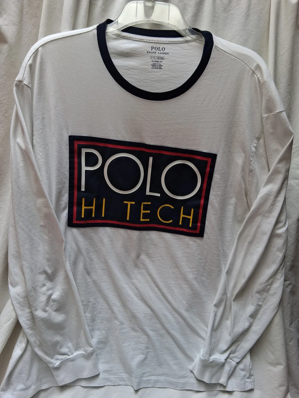 Polo by Ralph Lauren White T-Shirt with Navy Trim and Red Accent
